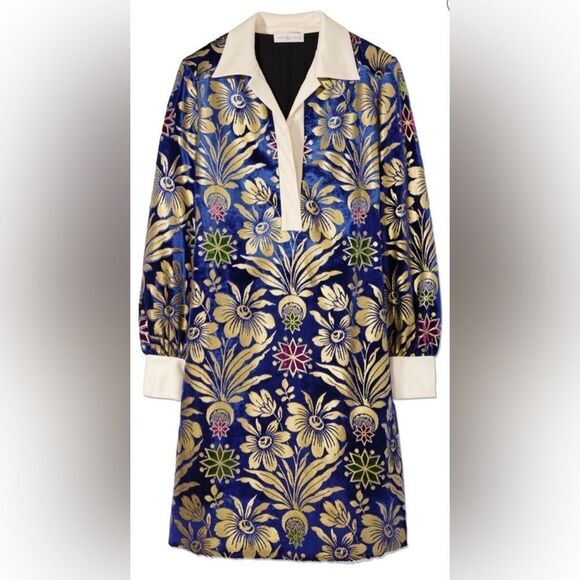 Tory Burch Thelma Cosmic Floral Velvet Dress - Picture 1 of 5
